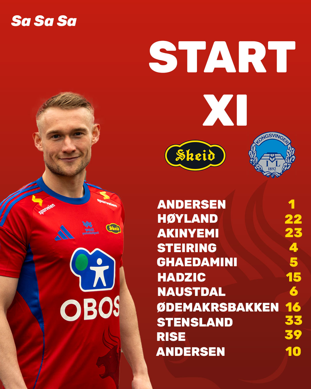 Start XI — Skeid vs Kongsvinger